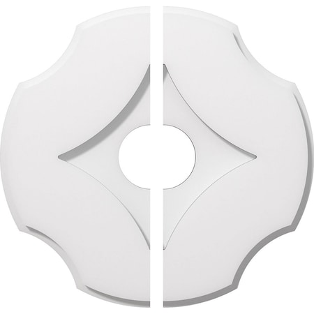 Ekena Millwork Percival Architectural Grade PVC Ceiling Medallion, 14"OD x 3"ID x 4 3/4"C x 1"P, Two-Piece CMP14PL2-03000